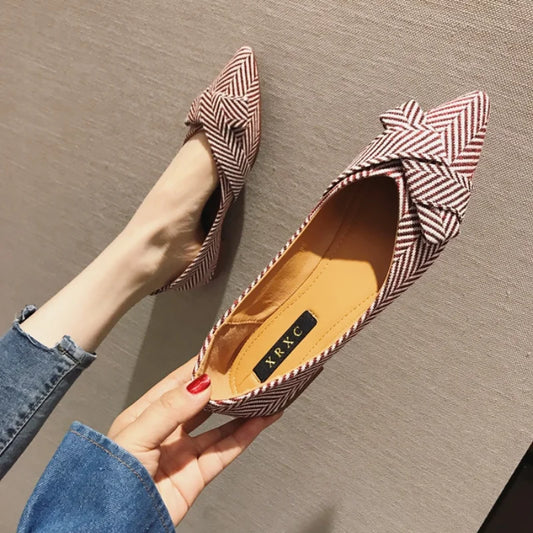 Women Flats Pointed Toe Bowknot