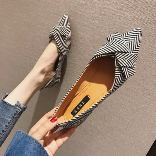 Women Flats Pointed Toe Bowknot