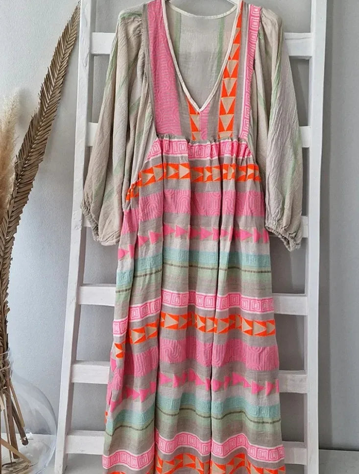 Boho Summer Loose V-neck Dresses