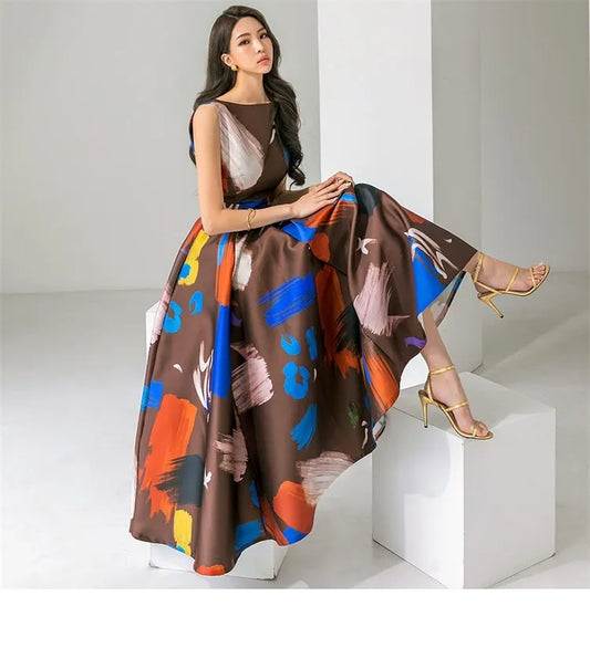 Fotvotee Print Maxi Dresses