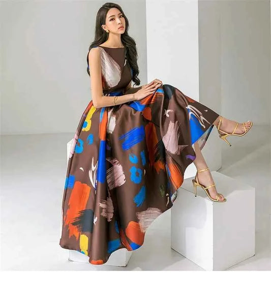 Fotvotee Print Maxi Dresses