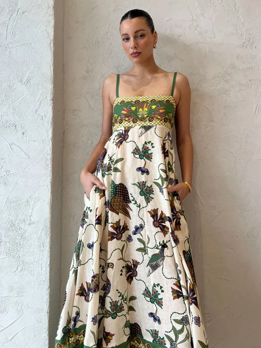 Holiday Printed Long Maxi Dresses