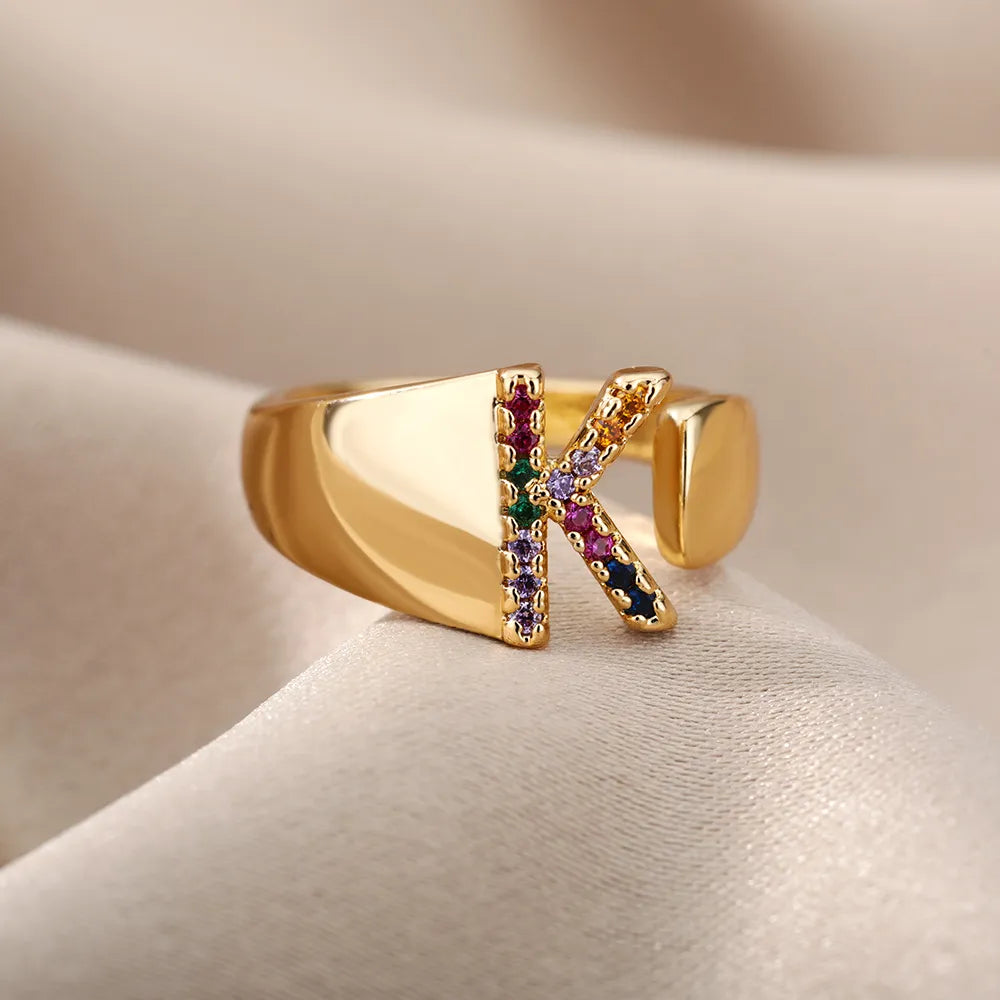 Rainbow Zircon Letter Rings